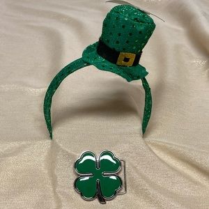 Four leaf clover belt buckle and headband